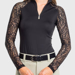Kastel Denmark Black Floral Lace Raglan Long Sleeve 1/4 Zip Sun Shirt - Kastel Denmark - Equiluxe Tack