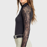 Kastel Denmark Black Floral Lace Raglan Long Sleeve 1/4 Zip Sun Shirt - Kastel Denmark - Equiluxe Tack