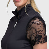 Kastel Denmark Black Galloon Lace Short Sleeve 1/4 Zip Sun Shirt - Kastel Denmark - Equiluxe Tack