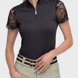 Kastel Denmark Black Galloon Lace Short Sleeve 1/4 Zip Sun Shirt - Kastel Denmark - Equiluxe Tack