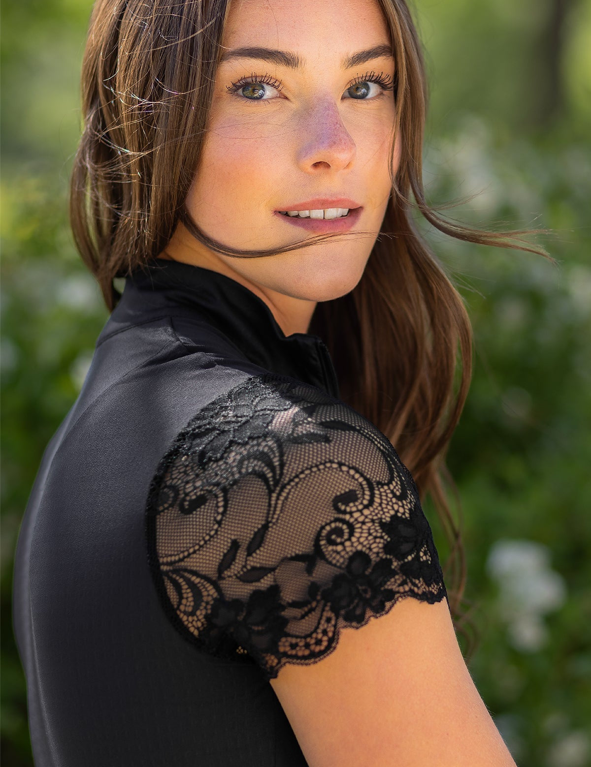 Kastel Denmark Black Galloon Lace Short Sleeve 1/4 Zip Sun Shirt - Kastel Denmark - Equiluxe Tack