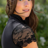 Kastel Denmark Black Galloon Lace Short Sleeve 1/4 Zip Sun Shirt - Kastel Denmark - Equiluxe Tack