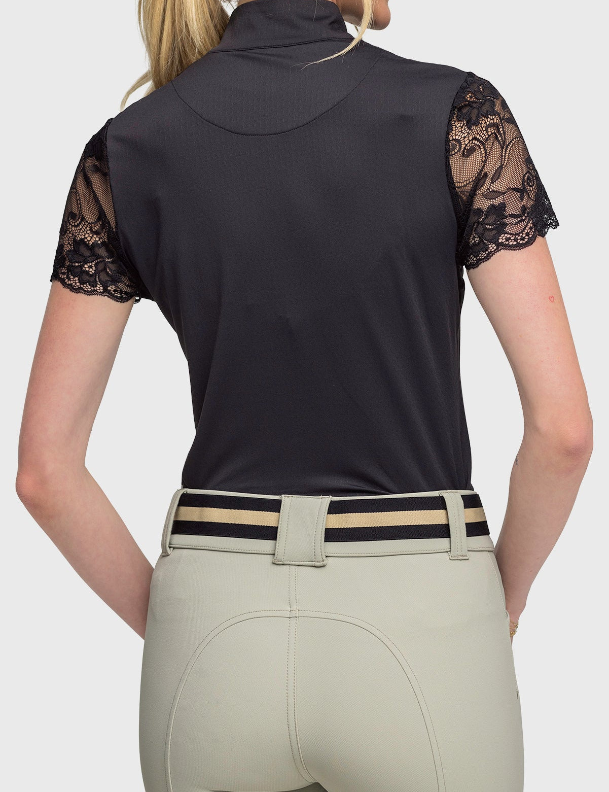 Kastel Denmark Black Galloon Lace Short Sleeve 1/4 Zip Sun Shirt - Kastel Denmark - Equiluxe Tack