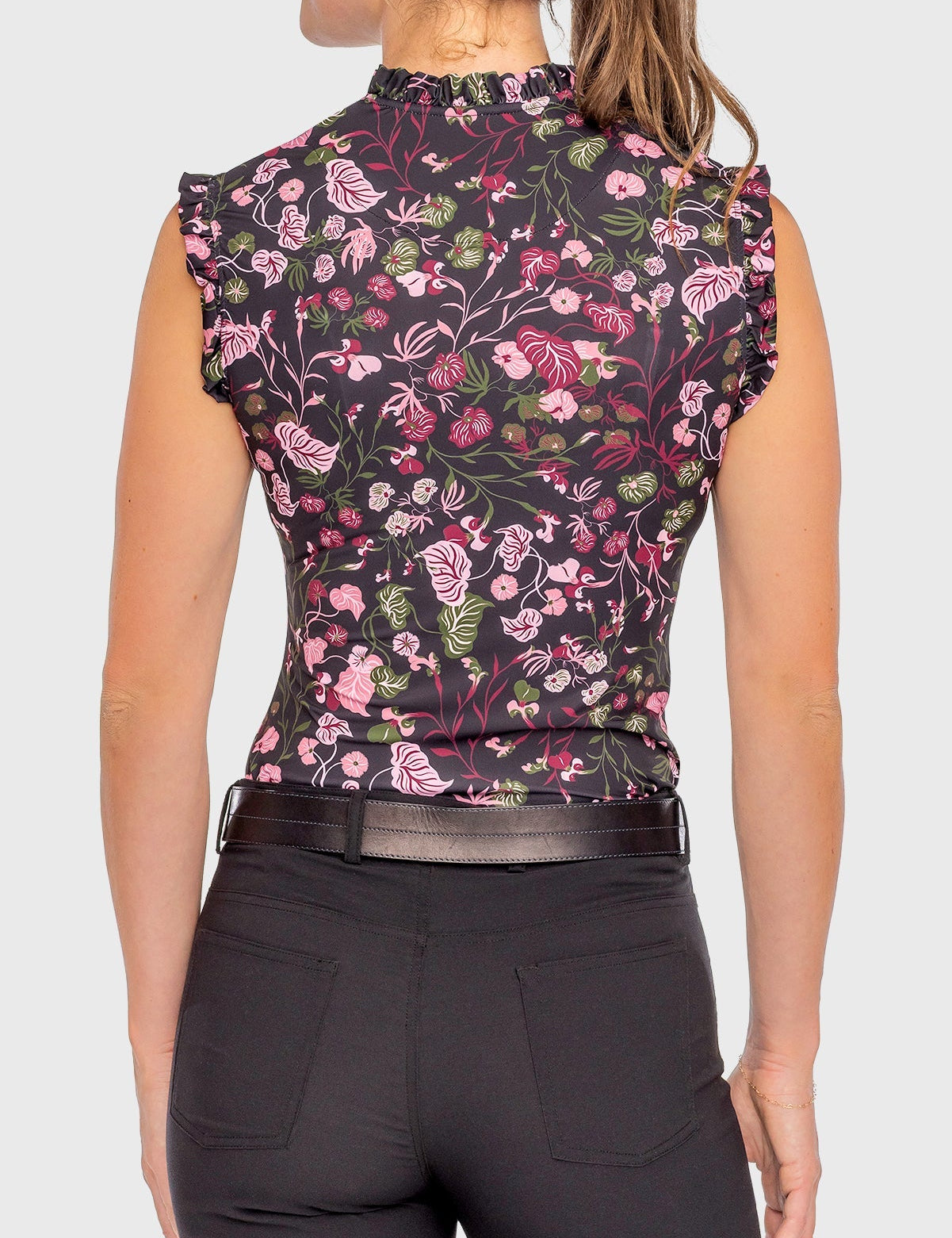 Kastel Denmark Black Modern Begonia Ruffle Tank 1/4 Zip Sun Shirt - Kastel Denmark - Equiluxe Tack