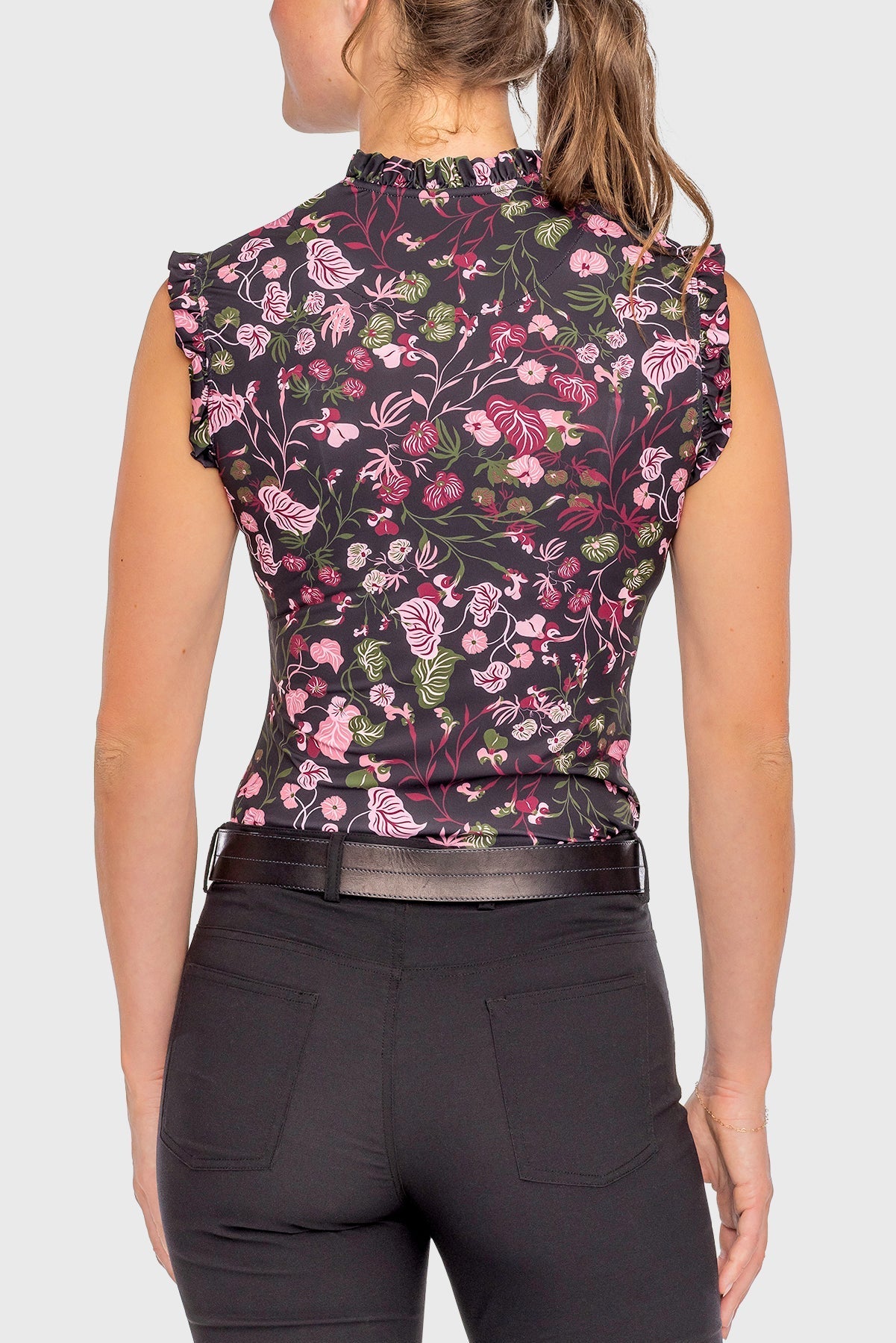 Kastel Denmark Black Modern Begonia Ruffle Tank 1/4 Zip Sun Shirt - Kastel Denmark - Equiluxe Tack