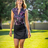 Kastel Denmark Black Modern Begonia Ruffle Tank 1/4 Zip Sun Shirt - Kastel Denmark - Equiluxe Tack