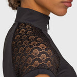 Kastel Denmark Black Scallop Lace Crystal Zip Cap Sleeve 1/4 Zip Sun Shirt - Kastel Denmark - Equiluxe Tack
