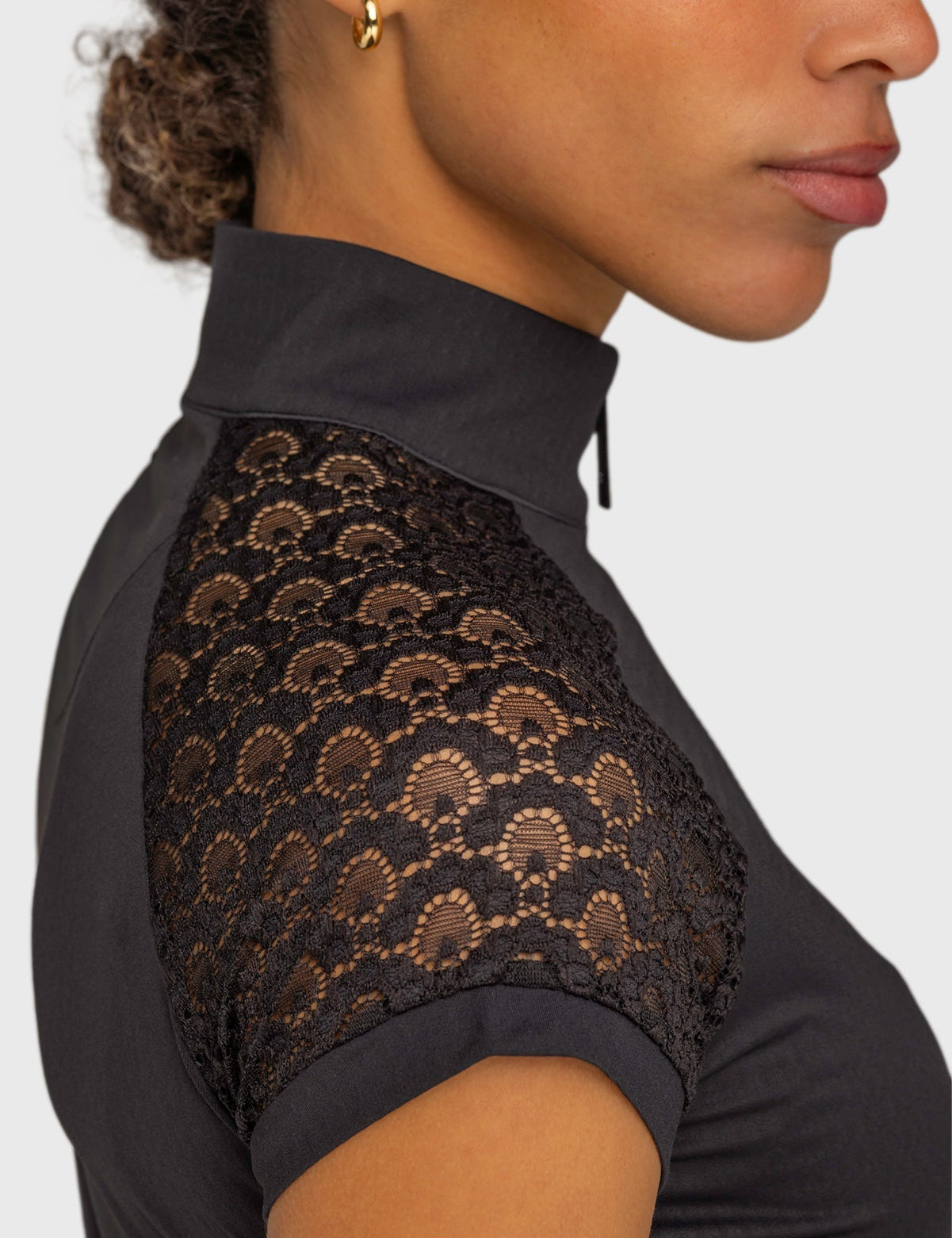 Kastel Denmark Black Scallop Lace Crystal Zip Cap Sleeve 1/4 Zip Sun Shirt - Kastel Denmark - Equiluxe Tack