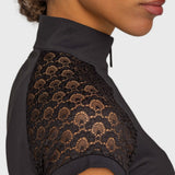 Kastel Denmark Black Scallop Lace Crystal Zip Cap Sleeve 1/4 Zip Sun Shirt - Kastel Denmark - Equiluxe Tack
