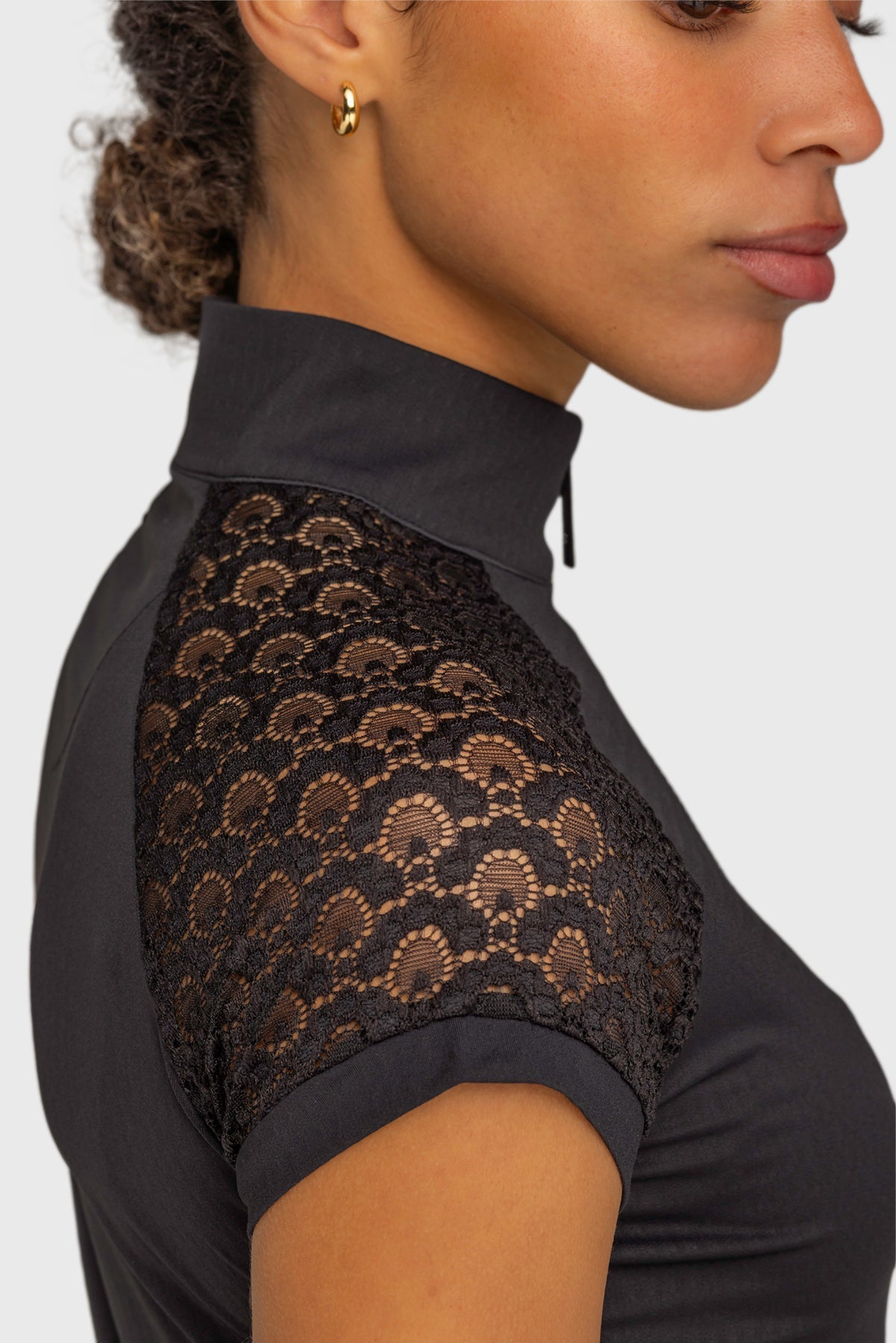 Kastel Denmark Black Scallop Lace Crystal Zip Cap Sleeve 1/4 Zip Sun Shirt - Kastel Denmark - Equiluxe Tack