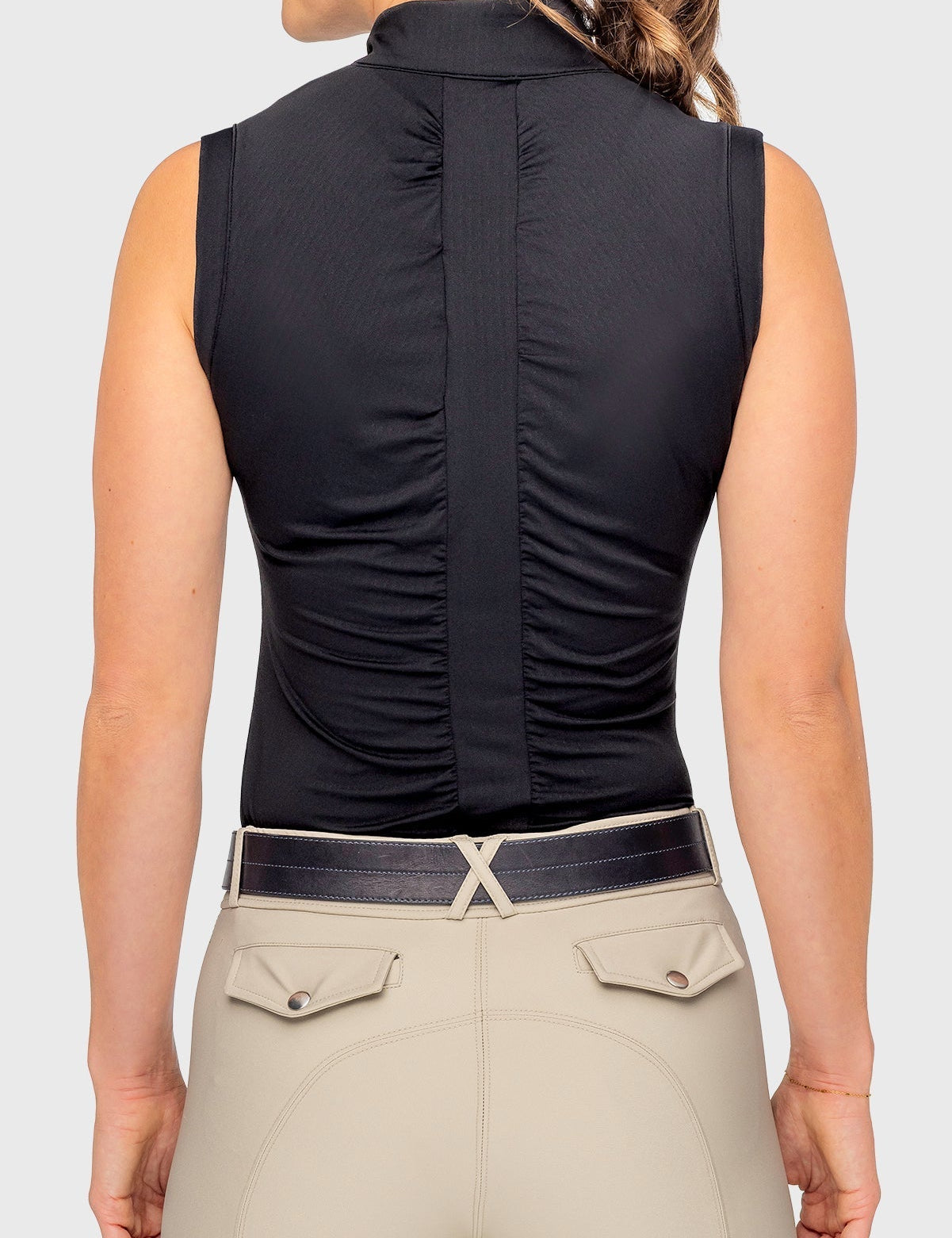 Kastel Denmark Black Solid Sleeveless Ruched Back 1/4 Zip Tank - Kastel Denmark - Equiluxe Tack