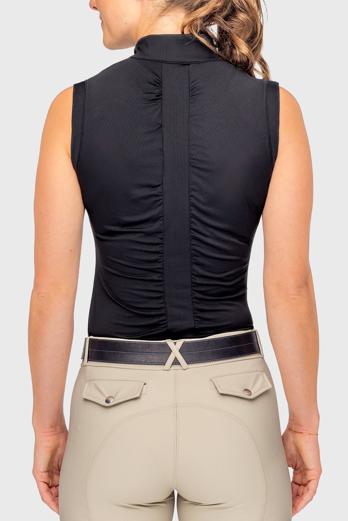 Kastel Denmark Black Solid Sleeveless Ruched Back 1/4 Zip Tank - Kastel Denmark - Equiluxe Tack
