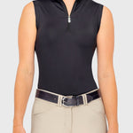 Kastel Denmark Black Solid Sleeveless Ruched Back 1/4 Zip Tank - Kastel Denmark - Equiluxe Tack