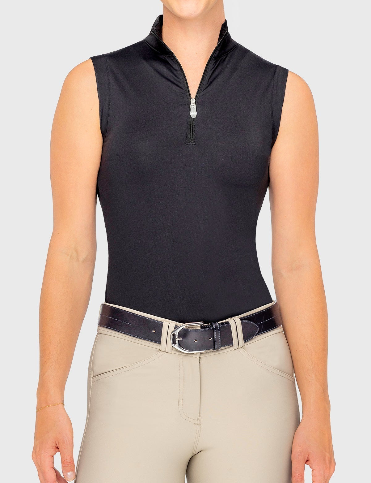 Kastel Denmark Black Solid Sleeveless Ruched Back 1/4 Zip Tank - Kastel Denmark - Equiluxe Tack