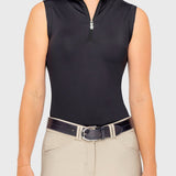 Kastel Denmark Black Solid Sleeveless Ruched Back 1/4 Zip Tank - Kastel Denmark - Equiluxe Tack