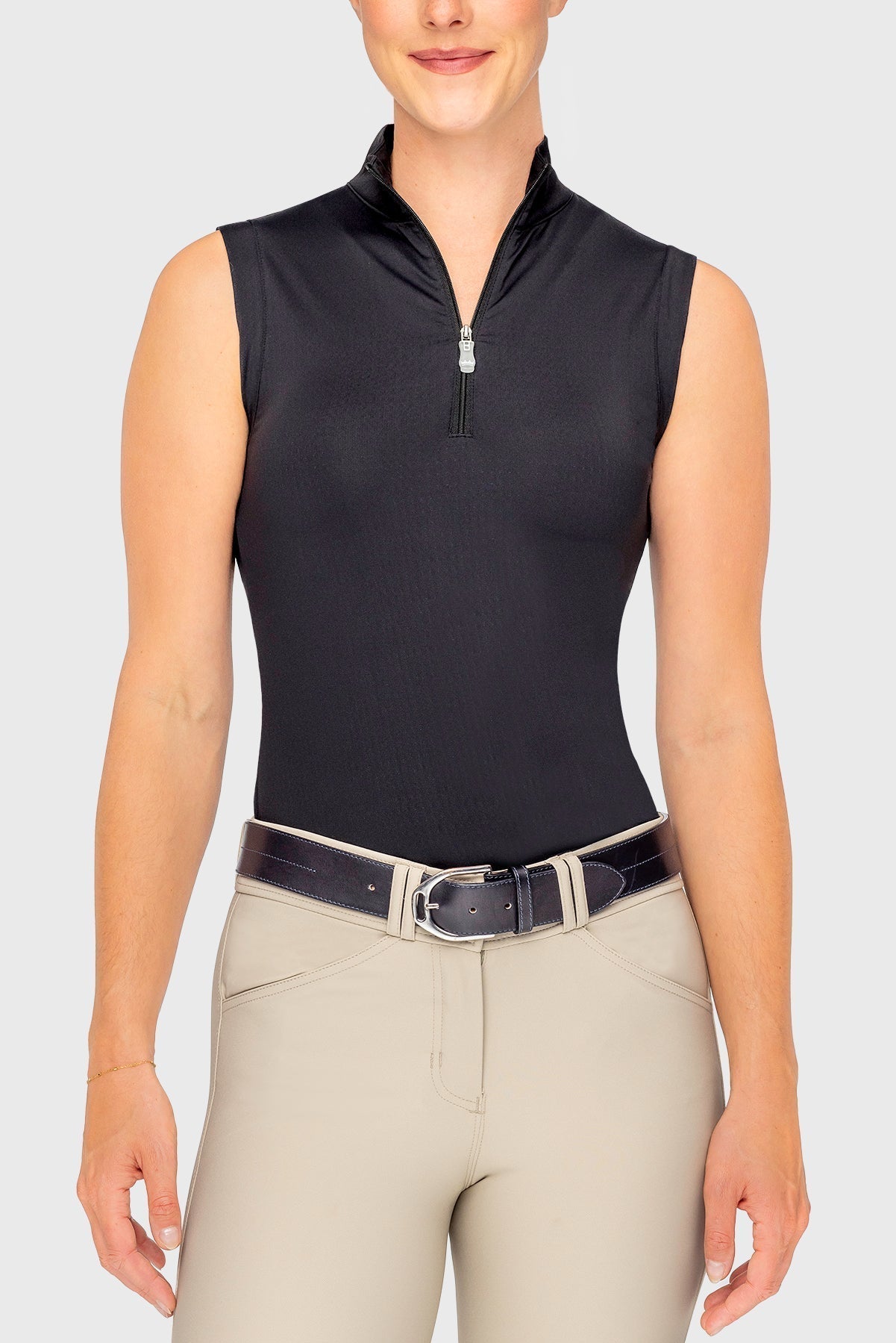 Kastel Denmark Black Solid Sleeveless Ruched Back 1/4 Zip Tank - Kastel Denmark - Equiluxe Tack