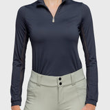 Kastel Denmark Black Tonal Crystal Crown Long Sleeve 1/4 Zip Shirt - Kastel Denmark - Equiluxe Tack