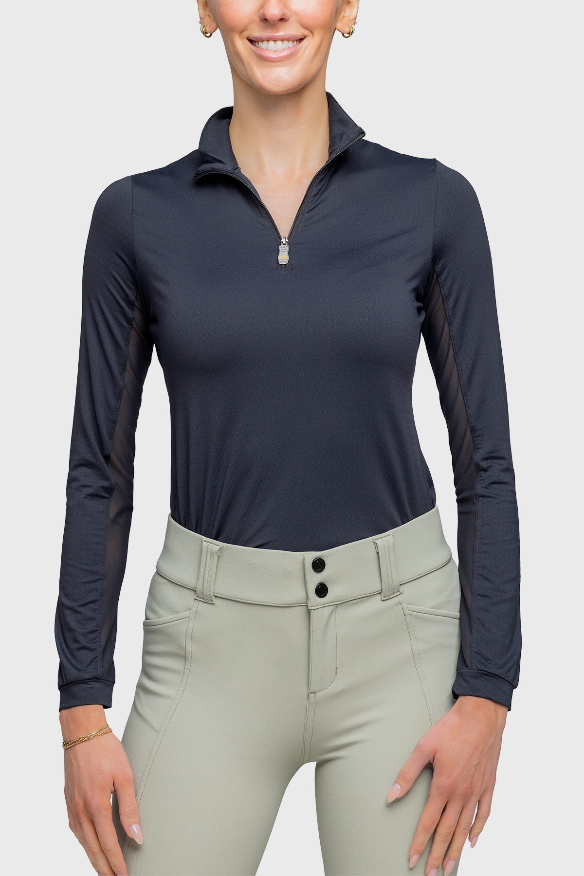 Kastel Denmark Black Tonal Crystal Crown Long Sleeve 1/4 Zip Shirt - Kastel Denmark - Equiluxe Tack