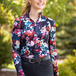 Kastel Denmark Black Watercolor Floral Long Sleeve 1/4 Zip Sun Shirt - Kastel Denmark - Equiluxe Tack