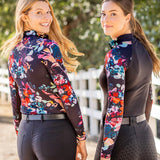 Kastel Denmark Black Watercolor Floral Long Sleeve 1/4 Zip Sun Shirt - Kastel Denmark - Equiluxe Tack