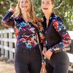 Kastel Denmark Black Watercolor Floral Long Sleeve 1/4 Zip Sun Shirt - Kastel Denmark - Equiluxe Tack