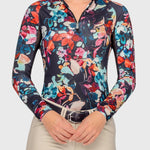 Kastel Denmark Black Watercolor Floral Long Sleeve 1/4 Zip Sun Shirt - Kastel Denmark - Equiluxe Tack