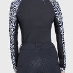 Kastel Denmark Black & White Climbing Vine 1/4 Zip Long Sleeve Raglan Shirt - Kastel Denmark - Equiluxe Tack