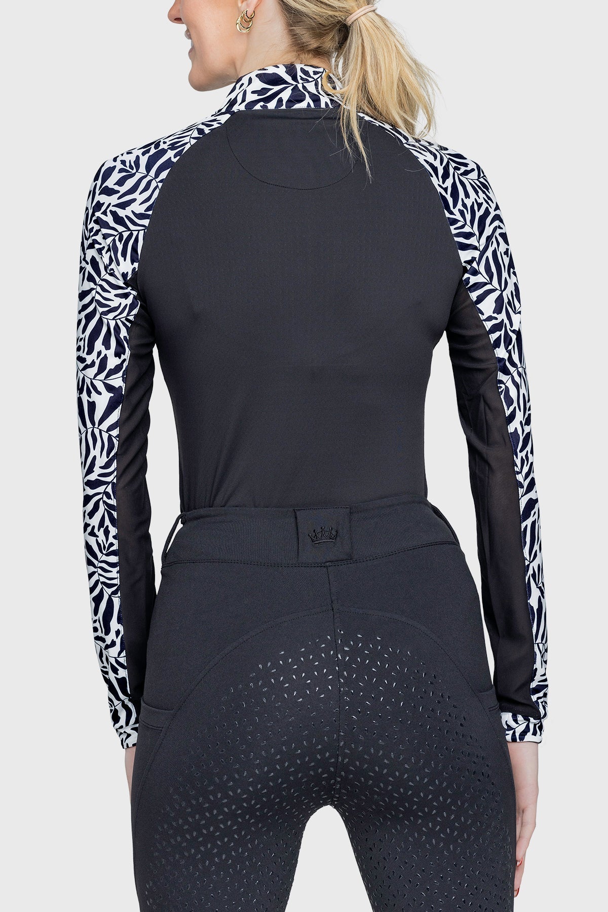 Kastel Denmark Black & White Climbing Vine 1/4 Zip Long Sleeve Raglan Shirt - Kastel Denmark - Equiluxe Tack