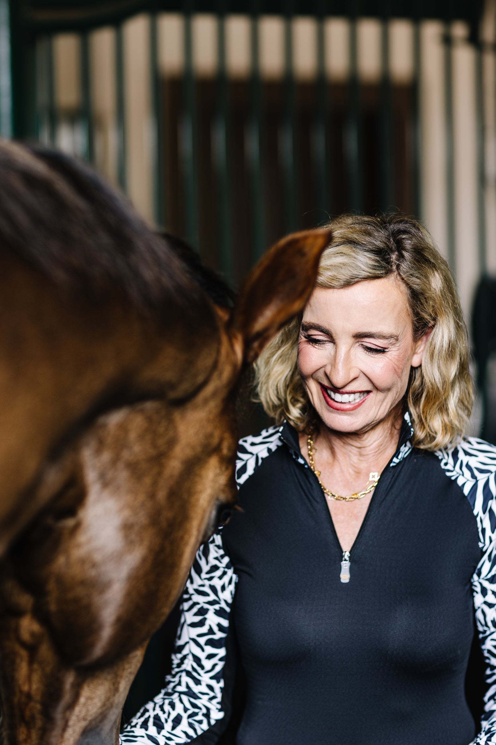 Kastel Denmark Black & White Climbing Vine 1/4 Zip Long Sleeve Raglan Shirt - Kastel Denmark - Equiluxe Tack