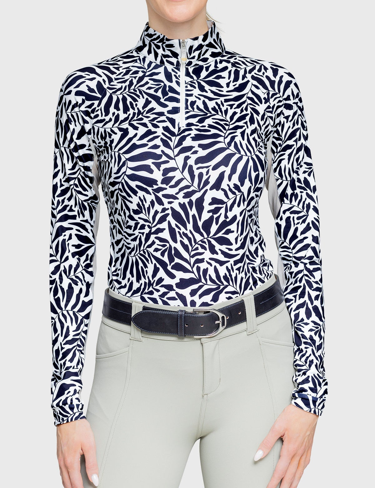 Kastel Denmark Black & White Climbing Vine 1/4 Zip Long Sleeve Shirt - Kastel Denmark - Equiluxe Tack