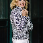 Kastel Denmark Black & White Climbing Vine Full Zip Track Jacket w/Striped Trim - Kastel Denmark - Equiluxe Tack