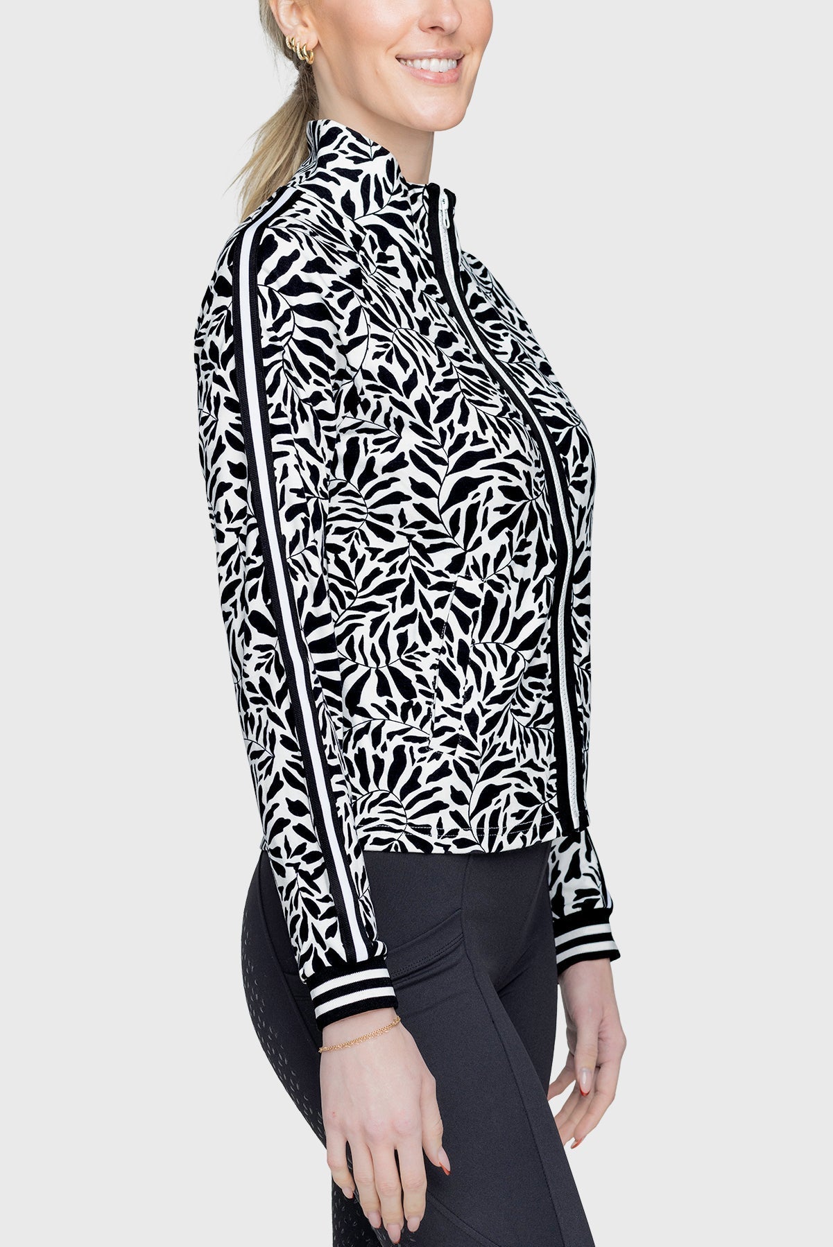 Kastel Denmark Black & White Climbing Vine Full Zip Track Jacket w/Striped Trim - Kastel Denmark - Equiluxe Tack