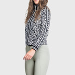 Kastel Denmark Black & White Climbing Vine Full Zip Track Jacket w/Striped Trim - Kastel Denmark - Equiluxe Tack
