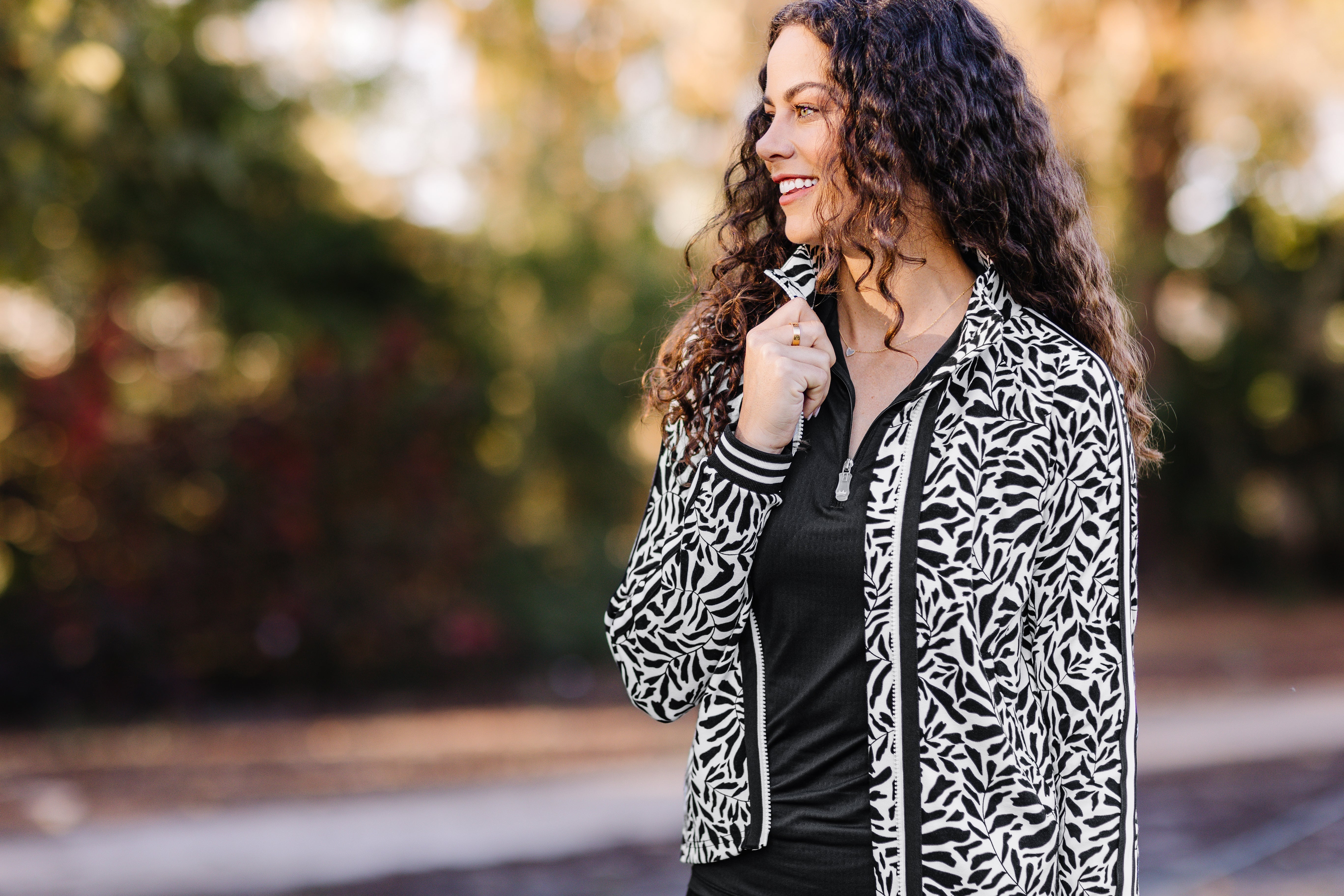 Kastel Denmark Black & White Climbing Vine Full Zip Track Jacket w/Striped Trim - Kastel Denmark - Equiluxe Tack