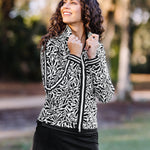 Kastel Denmark Black & White Climbing Vine Full Zip Track Jacket w/Striped Trim - Kastel Denmark - Equiluxe Tack