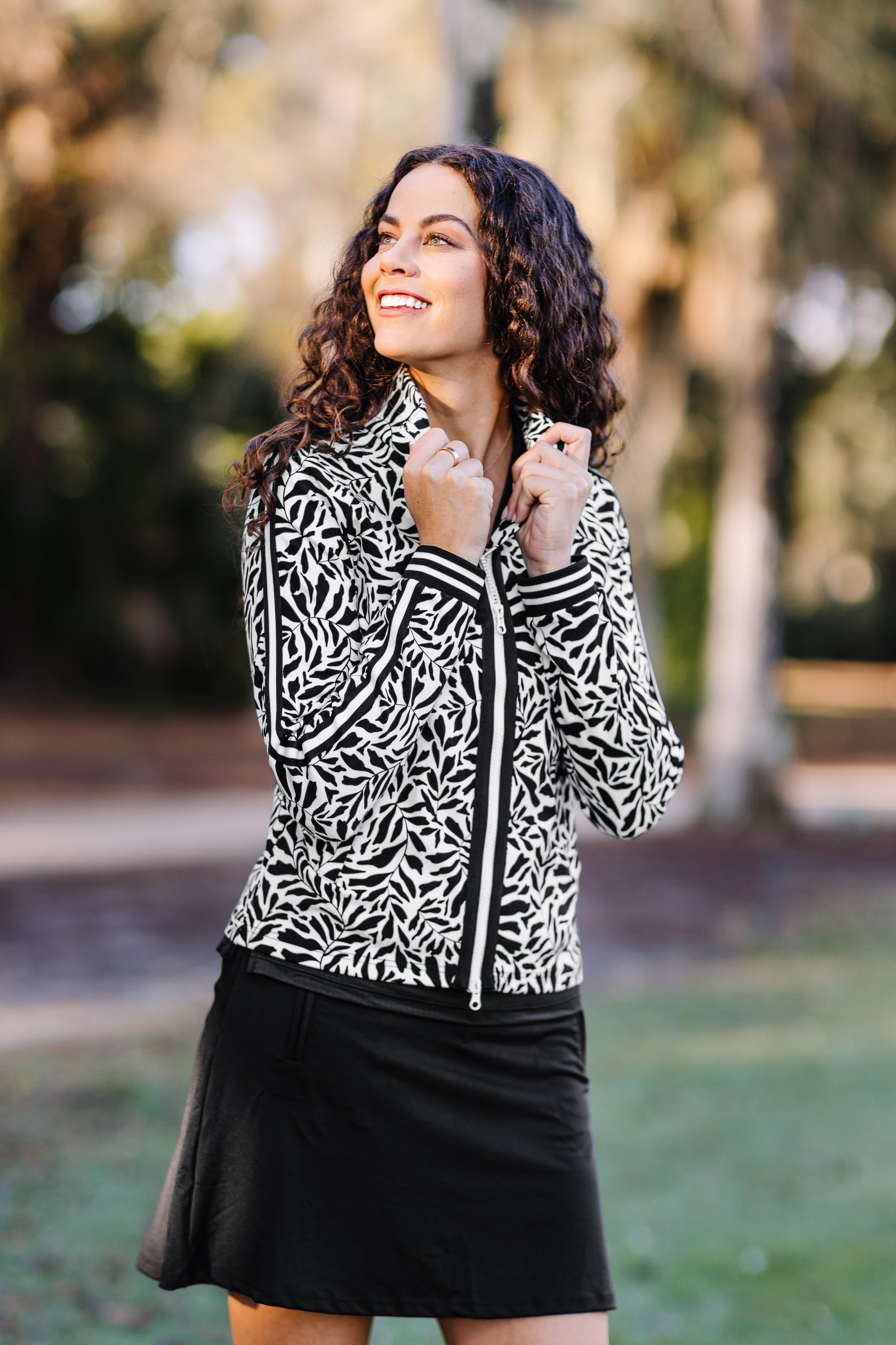 Kastel Denmark Black & White Climbing Vine Full Zip Track Jacket w/Striped Trim - Kastel Denmark - Equiluxe Tack