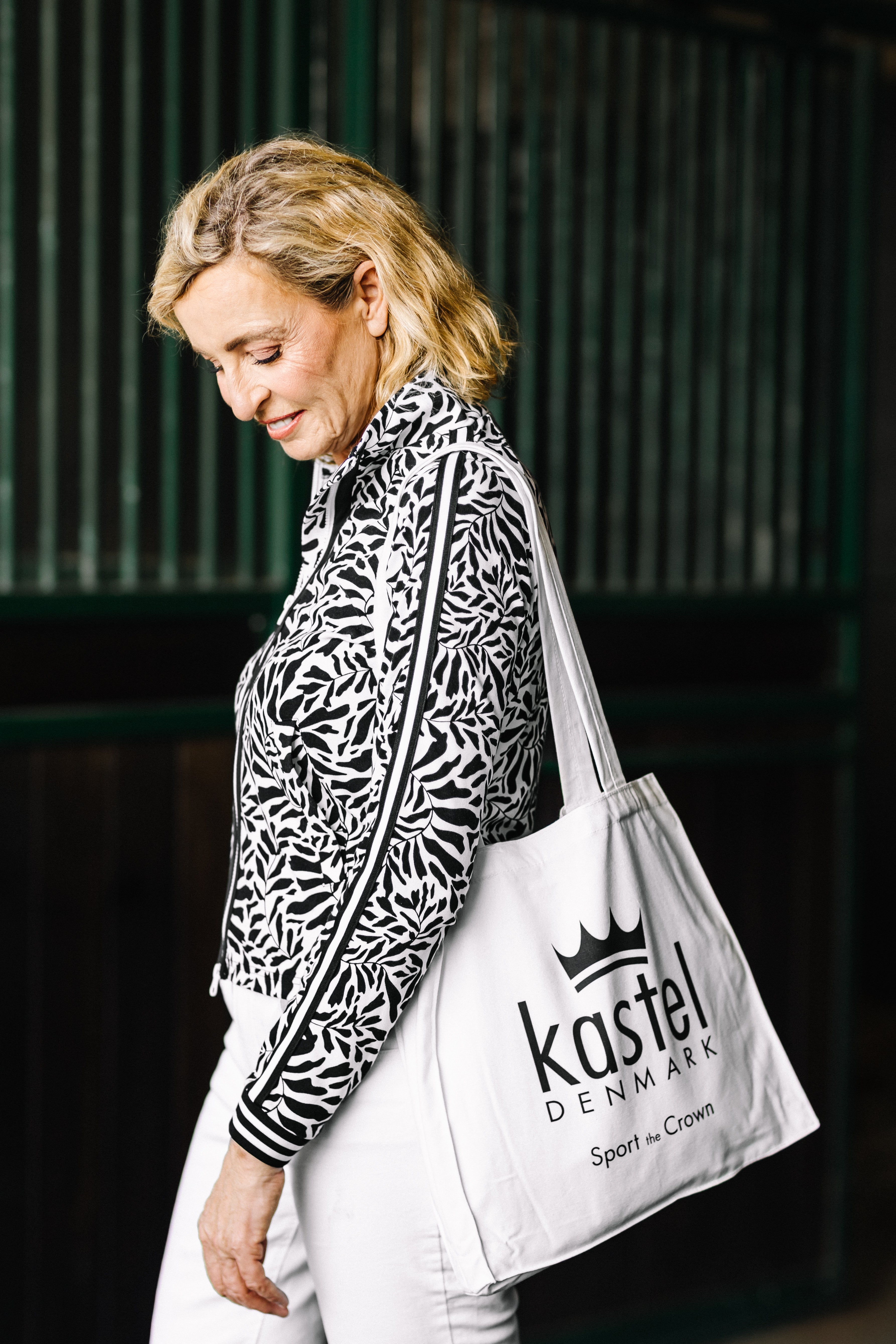 Kastel Denmark Black & White Climbing Vine Full Zip Track Jacket w/Striped Trim - Kastel Denmark - Equiluxe Tack