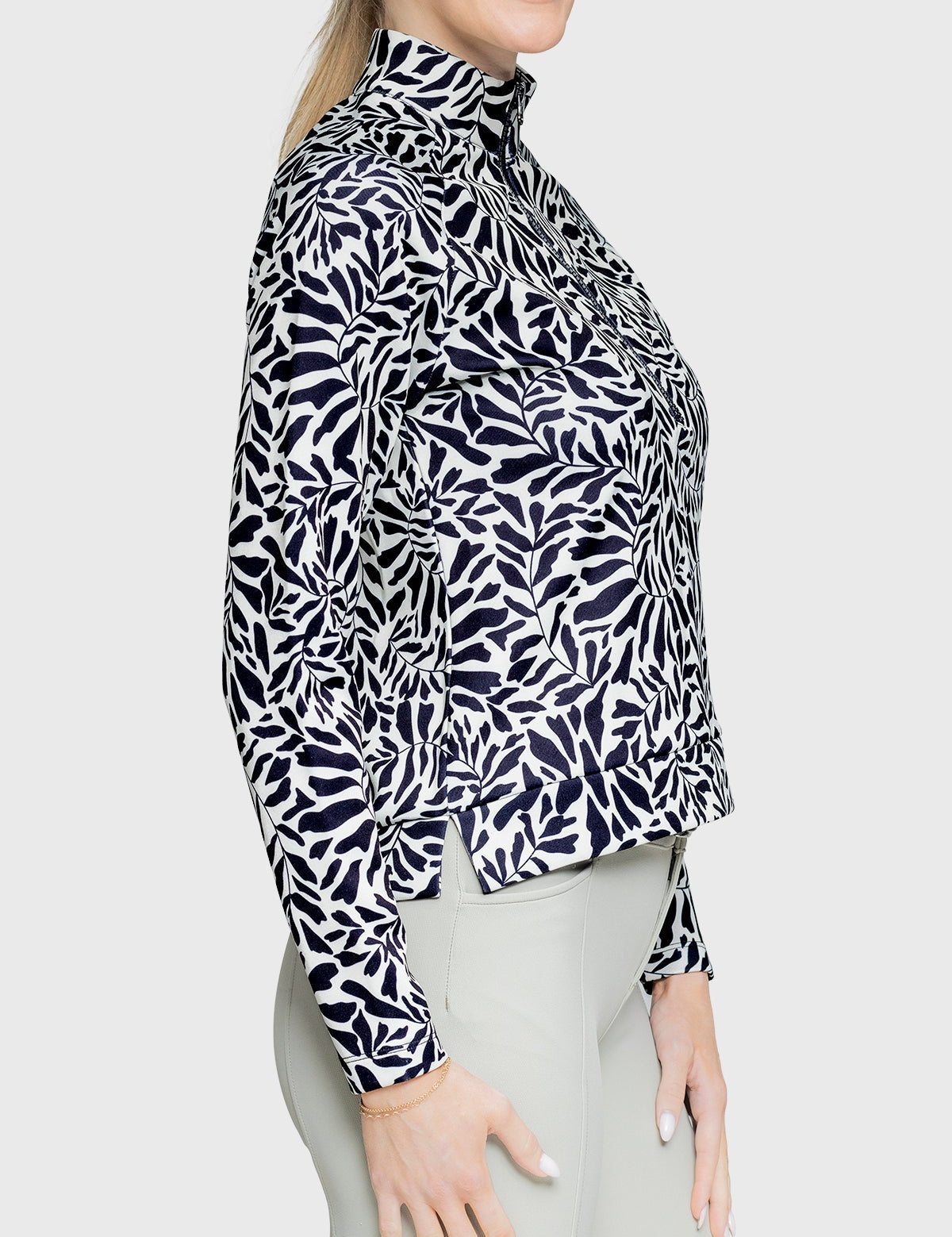 Kastel Denmark Black & White Climbing Vine ½ Zip Scuba Pullover - Kastel Denmark - Equiluxe Tack