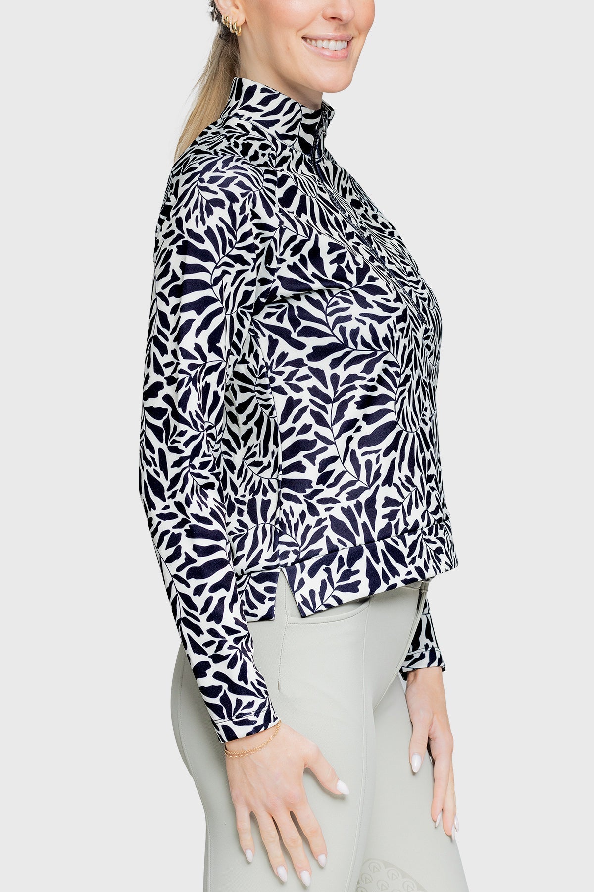 Kastel Denmark Black & White Climbing Vine ½ Zip Scuba Pullover - Kastel Denmark - Equiluxe Tack