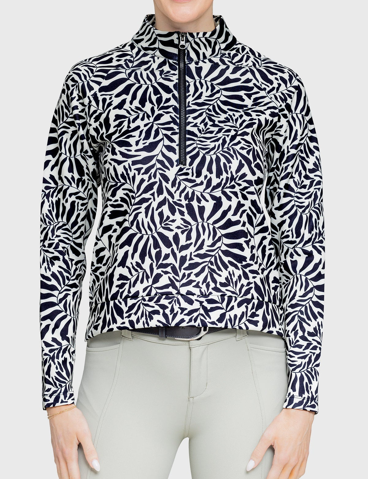 Kastel Denmark Black & White Climbing Vine ½ Zip Scuba Pullover - Kastel Denmark - Equiluxe Tack