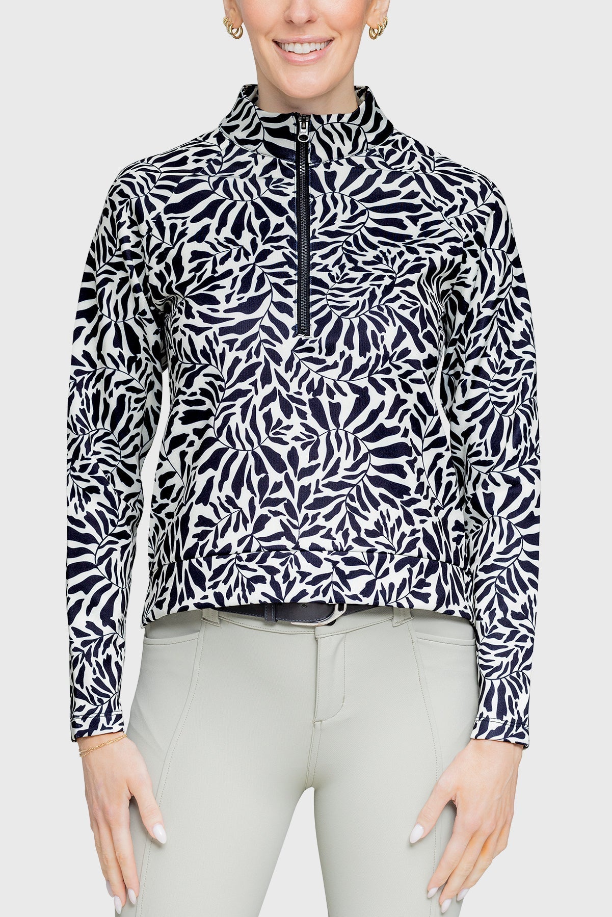 Kastel Denmark Black & White Climbing Vine ½ Zip Scuba Pullover - Kastel Denmark - Equiluxe Tack
