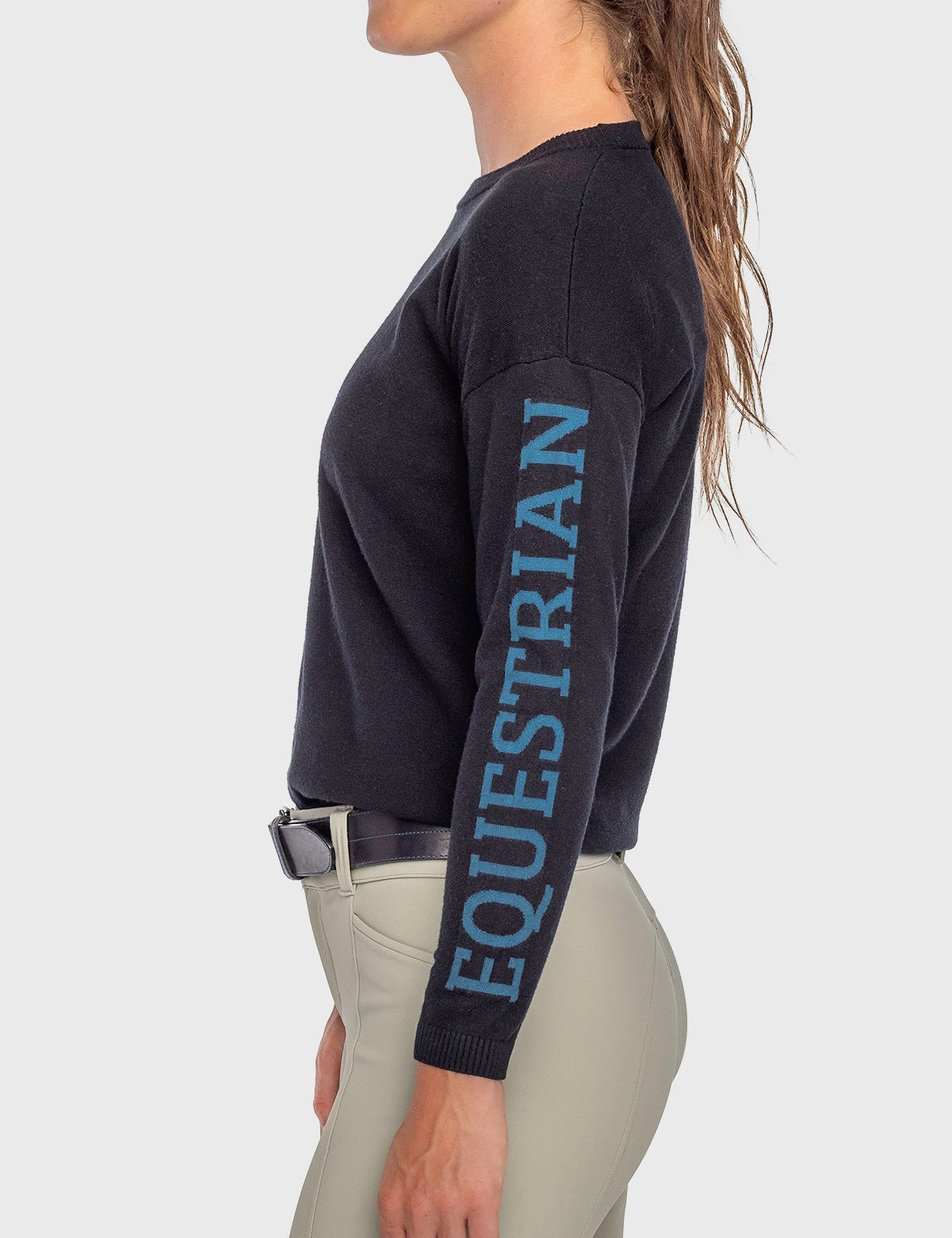 Kastel Denmark Black with Sailor Blue "Equestrian" Crewneck Sweater - Kastel Denmark - Equiluxe Tack