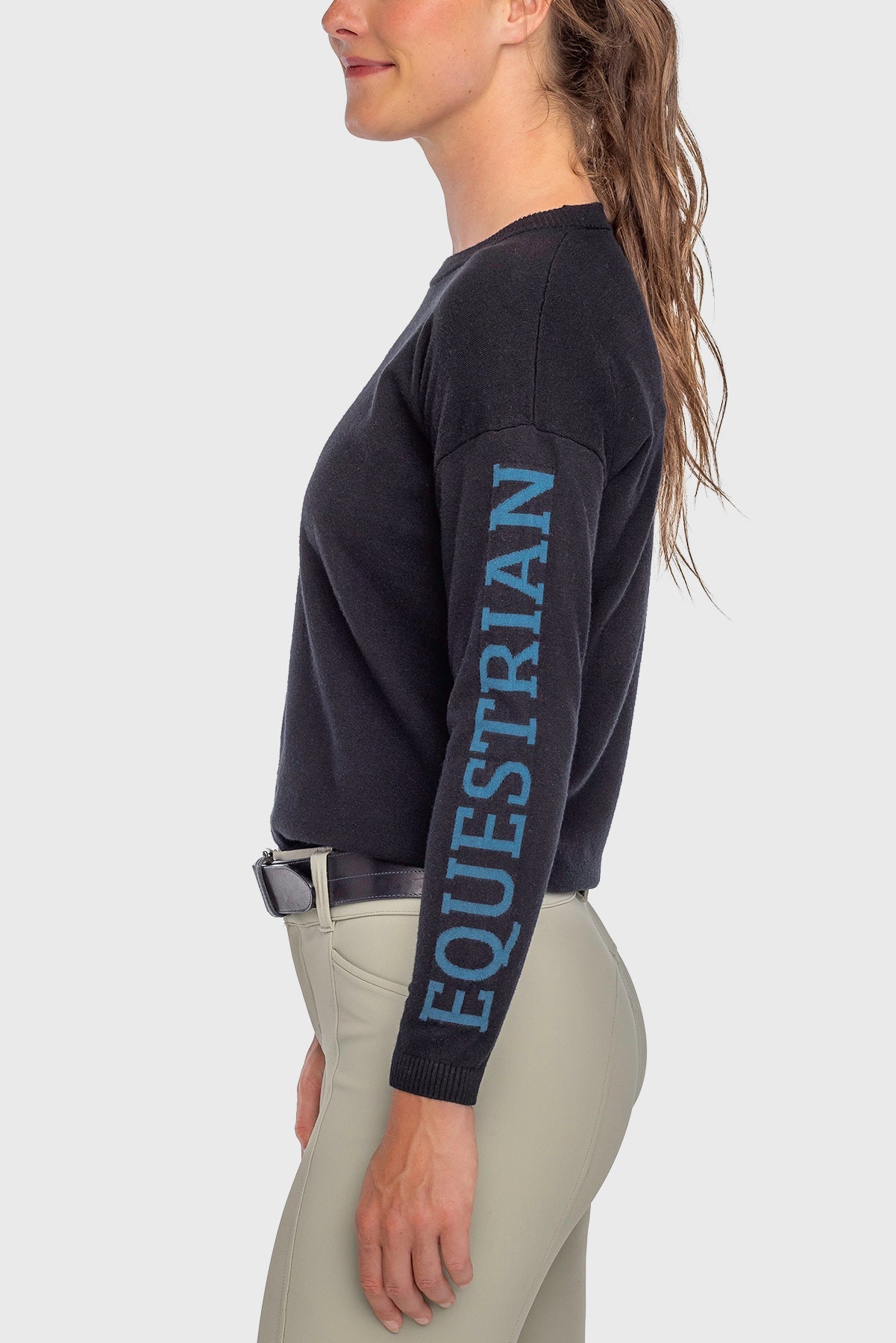 Kastel Denmark Black with Sailor Blue "Equestrian" Crewneck Sweater - Kastel Denmark - Equiluxe Tack
