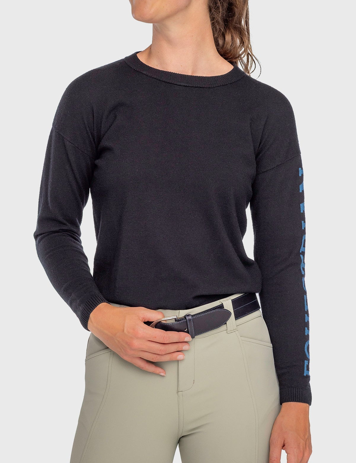 Kastel Denmark Black with Sailor Blue "Equestrian" Crewneck Sweater - Kastel Denmark - Equiluxe Tack