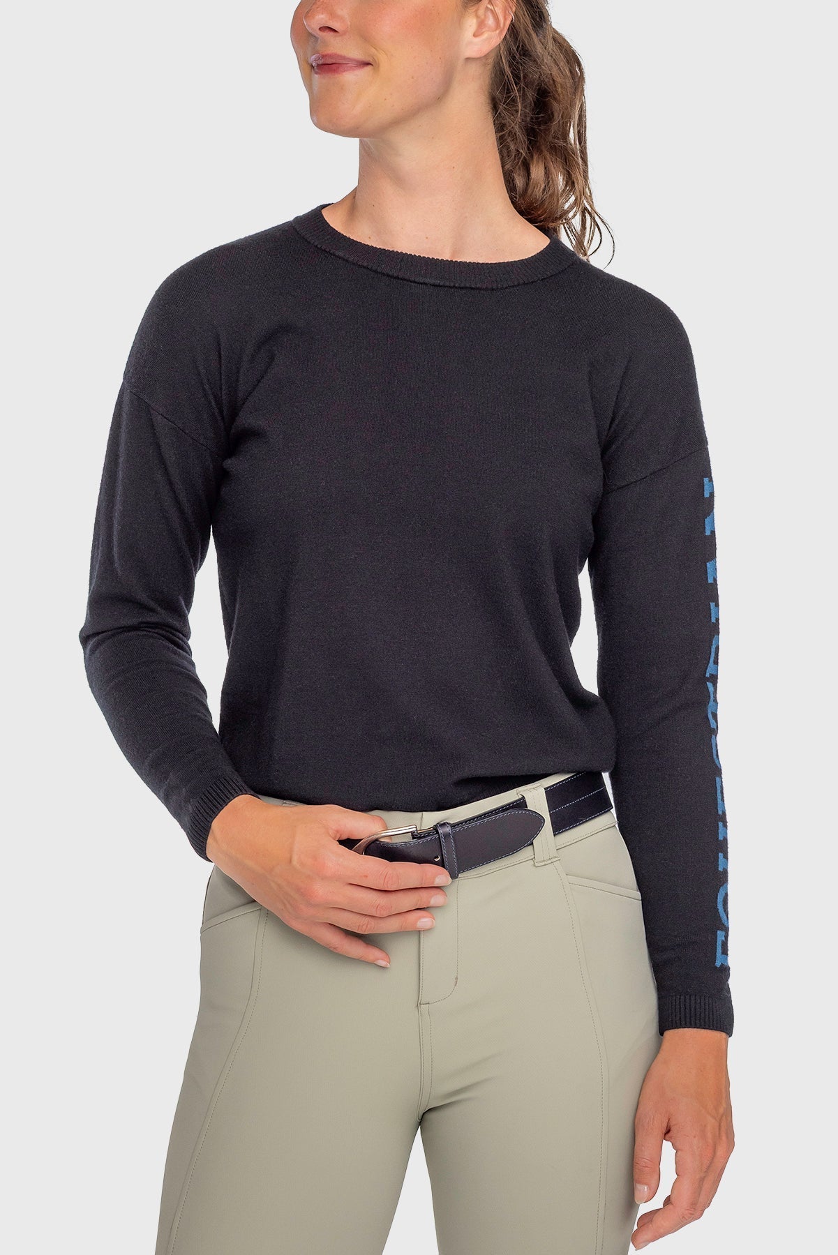 Kastel Denmark Black with Sailor Blue "Equestrian" Crewneck Sweater - Kastel Denmark - Equiluxe Tack