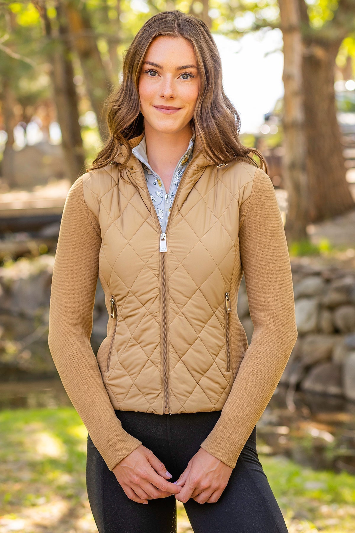 Kastel Denmark Camel Quilted Front Hooded Knit Jacket - Kastel Denmark - Equiluxe Tack