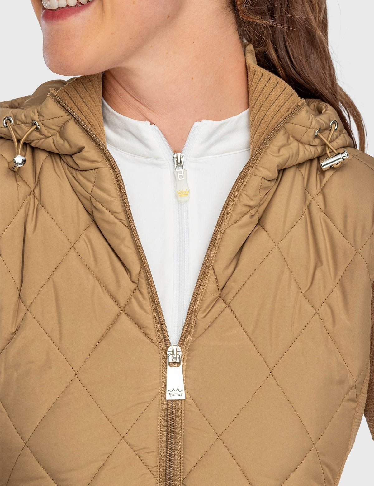 Kastel Denmark Camel Quilted Front Hooded Knit Jacket - Kastel Denmark - Equiluxe Tack