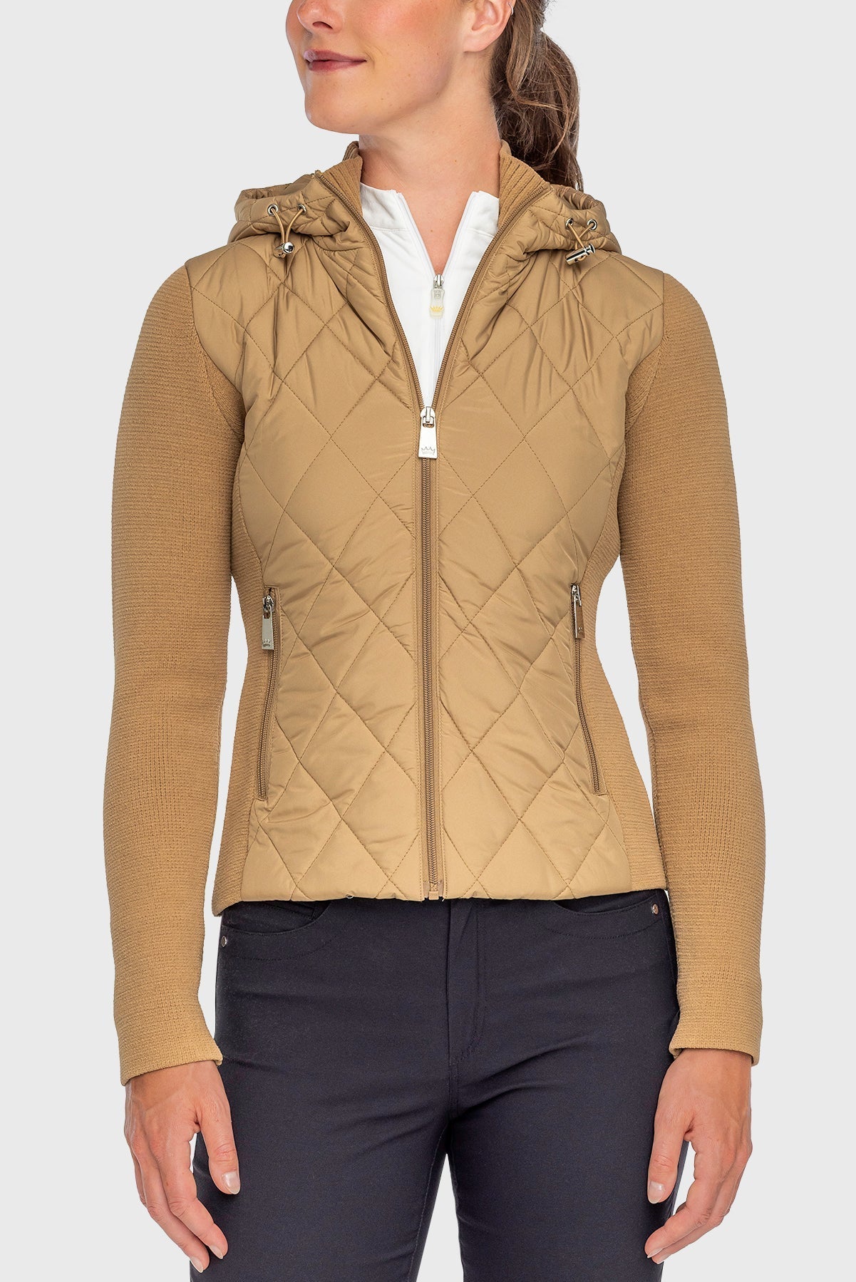 Kastel Denmark Camel Quilted Front Hooded Knit Jacket - Kastel Denmark - Equiluxe Tack