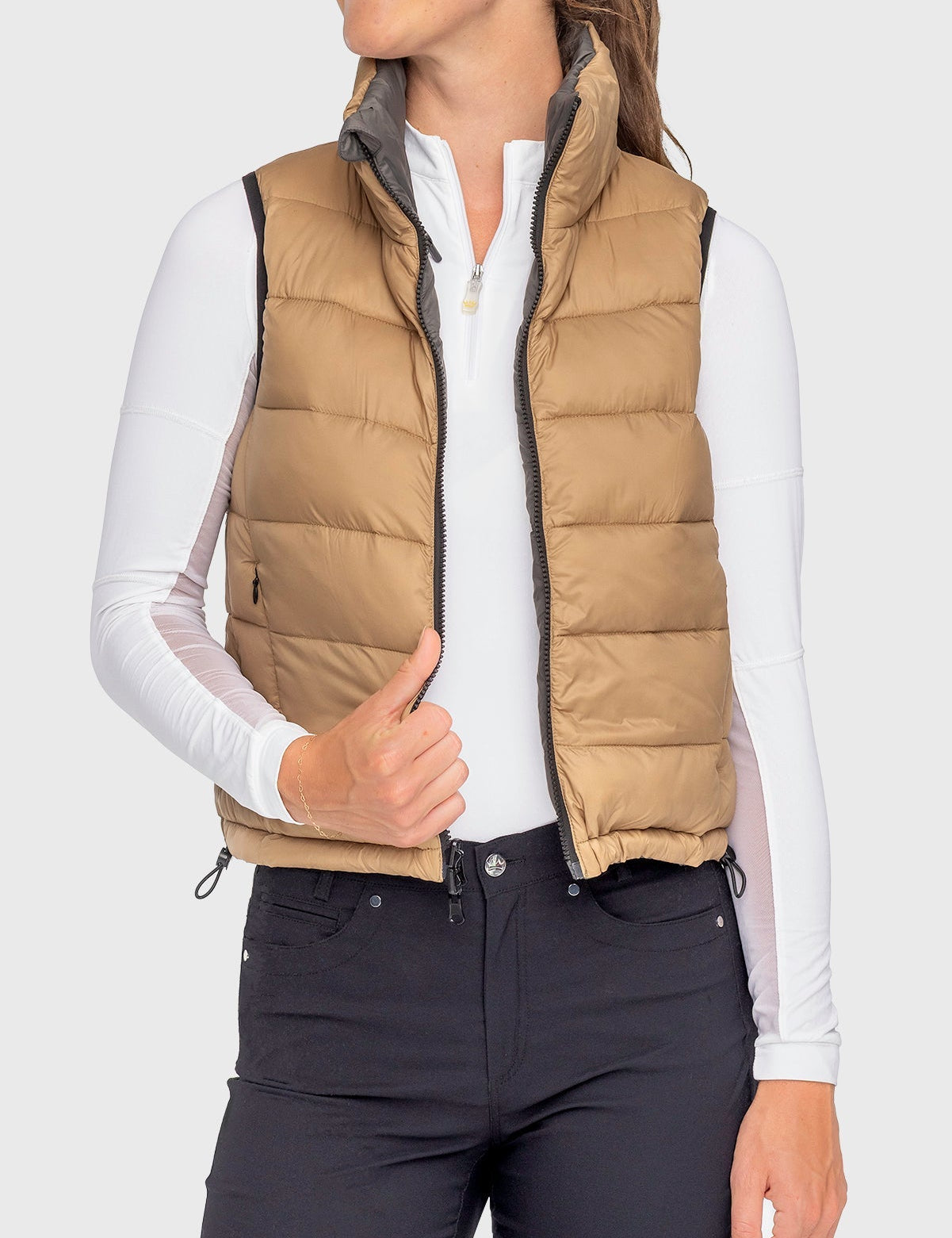 Kastel Denmark Camel & Slate Solid Reversible Puffer Vest - Kastel Denmark - Equiluxe Tack