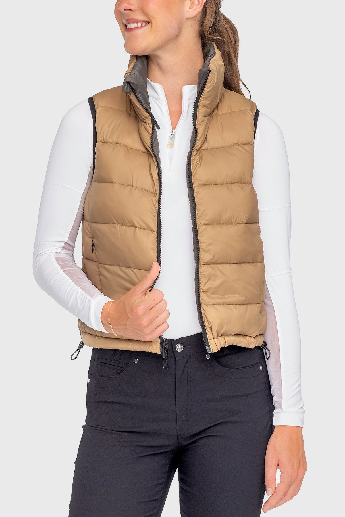 Kastel Denmark Camel & Slate Solid Reversible Puffer Vest - Kastel Denmark - Equiluxe Tack